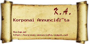 Korponai Annunciáta névjegykártya